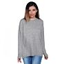 Unique Back Design Low Neck Oversize Women's Knitted Sweater Cashmere Sweater Loose Tops