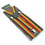 Unisex Clip-On Elastic Braces Seven Color Stripe Pattern Y-Back Lgbt Rainbow Suspenders