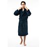 Unisex Navy Robe with Shawl Collar Warm Long Full Length Plush Soft Nightgown Bathrobe for Men