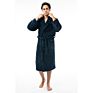 Unisex Navy Robe with Shawl Collar Warm Long Full Length Plush Soft Nightgown Bathrobe for Men