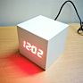 Usb Power Voice Controlled Mdf Wooden Desktop Led Digital Cube Alarm Clock