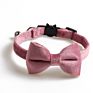 Velvet Cat Collar Solid Color Bowknot Puppy Chihuahua Collars with Bell Adjustable Safety Buckle Cats Bow Tie Pets Accessories