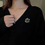 Vintage Brooch Sense Green Diamond Crystal Flower Leaves Brooch Designer Jewelry