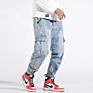 cargo jeans men denim loose fit