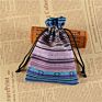 Vintage Cotton Jewelry Bags Ethnic Gift Bags National Stripe Cotton Drawstring Bags Christmas Jewelry Pouches Pouch