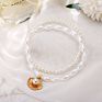 Vintage Elegant Two Pieces Natural Freshwater Pearl Chain Women Anklet Gold Shell Anklets Jewelry