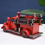Vintage Fire Truck Model Retro Figurine Iron Red Truck Vehicle Figurine Boy Gift Kid Toy Home Decor Metal Crafts