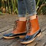 Vintage Lace-Up Personalized Women's Leopard Waterproof Duck Rain Boots