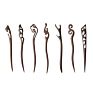 Vintage Retro Chinese Black Wooden Sandalwood Carved Long Horn Fork Pen Hairpin Wood Chopsticks Hair Sticks Pins Picks for Women