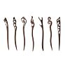 Vintage Retro Chinese Black Wooden Sandalwood Carved Long Horn Fork Pen Hairpin Wood Chopsticks Hair Sticks Pins Picks for Women