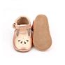 Vintage Style Leather Tbar Soft Sole Baby Shoes Girls Rose Gold Baby Dress Shoes with Scalloped Edge