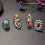 Vintage Turkish Punk Turquoise Ring 4Pcs/Set Women Boho Knuckle Ring Silver Midi Ring Sets