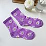 Vk606-Spring Daisy Socks Translucent Flower Stockings Ladies Tube Socks