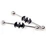 Vriua Punk Medical Steel Black Bat Dangle Industrial Cartilage Piercing Barbell Long Earrings Straight Barbell Classic Piercing
