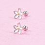 Vriua Titanium Steel Silver Floral Crystal Daisy Cartilage Piercing Ear Lobe Daith Lip Piercing Rings Facial Piercings