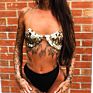 W-S460A Women Sequin Crop Top Low Cut Halter Bikini Chain Bra Top Nightclub Shiny Body Jewelry