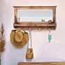 Wall Coat Rack Clothes Hat Hanger Holder Shelf Solid Wood with Mirror Creative Brown