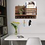Wall Mount Floating Shelf, Wooden Logo Letter Holder, Wood Coat Rack Key Hooks Entryway Organizer
