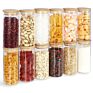 Wanuocraft Glass Food Storage Container Spice Jar with Bamboo Lids for Kitchen Use