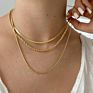 Waterproof Multiple Paperclip Chain Layer Necklace Set 18K Gold Stainless Steel 3 Three Multi Layered Chain Necklace for Women