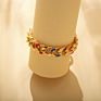 Wesparking Emo Simple Chain Drip Oil Rainbow Anklets Bracelet Ring for Women Jewelry
