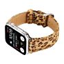 Western Style Plush Leopard Printed Leather Strap for Apple Watch 42/44Mm ,Smart Leather Watch Band for Iwatch Series 6 5