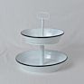 White Color Galvanized Metal Home Farmhouse Decor Display Stand 2 Tier Serving Tray