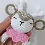 Wholesales 100% Handmade Knitted Natural Wooden Teething Ring Crochet Teether Toy Deer Rattle for Baby