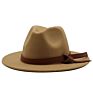 Wide Brimbeige Women Floppy Wooden Felt 15Cm Hats Jazzy Chapeau Fedora Hats with Logo