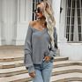 Women Casual Knitted Cardigan Sweater Solid Basic Fall Pullovers Long Sleeve V Neck Sweater