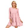 Women Casual Texture Fully Lined Bell Sleeves Ruffle Hem Dress