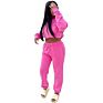 Women Clothes Sport Wear 2 Piece Set Loose Tracksuit Casual Long Sleeve Crop Top Hoodie Sweatshirt Sweat Sets