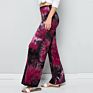 Women Clothing Rayon Spandex Tie Dye Fold over Waist Straight Wide Leg Full Length Palazzo Pants