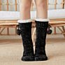 Women Cozy Fuzzy Christmas Floor Socks with Pompom for Adult Thicken Twisted Warm Velvet Fluffy Socks Sleep Bed Socks