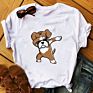 Women Fur Dog Paw Mom Print T Shirt Funny Animal Pet Lady Clothing Graphic Womens O-Neck Tops