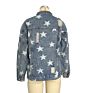 Women Jacket Workout Denim Jeans Jacket Star Printed Blue Jeans Jacket for Women