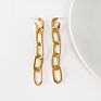 Women Long Chain Drop Opening Earrings 18K Gold Plated