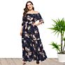Women plus Size Dresses off Shoulder Flower Print Maxi Dresses