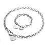 Women Silver O-Shaped Heart-Shaped Accessory Silver Necklace Bracelet Jewelry Set