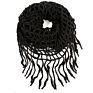 Women Solid Colour Warm Knit Loop Scarf with Fringe Tassel Infinity Scarf Cashmere Circle Collar