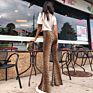 Women Streetwear Flared Trousers Leopard Print Leggings Design High Waisted Flared Pants Women