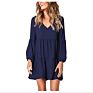 Women Tunic Dress V Neck Casual Loose Flow Swing Shift Dresses