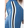 Women's Casual High Waist Stretch Skinny Jeans Side Stripe Denim Pants