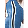 Women's Casual High Waist Stretch Skinny Jeans Side Stripe Denim Pants