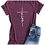 Women's Faith T-Shirt Casual Short Sleeve Side Button Letter Printed Cute Graphic Tee Shirts Tops