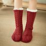 Womens Knit Fleece Cable Gripper Socks Warm Fuzzy Non-Slip Home Floor Slipper Socks