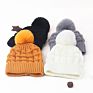 Women's Knitted Slouchy Beanie Hat Warm Ski Faux Fur Pompom Hats