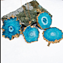 Women's Natural Raw Sliced Druzy Stone Agate Crystal Pendant Necklace Sunflower Necklace