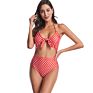 Women's One Piece Swimsuit Cutout Halter Lace up Polka Tummy Control Twist Bathing Suit