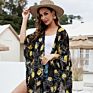 Women's Oversize Chiffon Shawl Wrap Sheer Kimono Beachwear Cover up with Floral Design